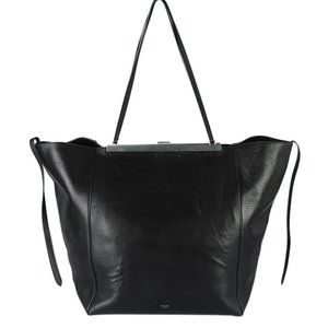 Celine Large Cabas Clasp Black Leather Tote (207590)